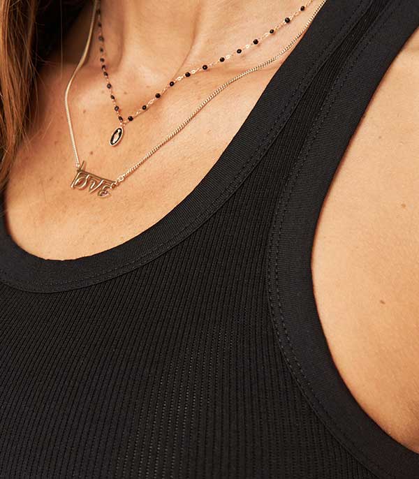 Débardeur côtelé Kingston Noir Maison Saint Julien