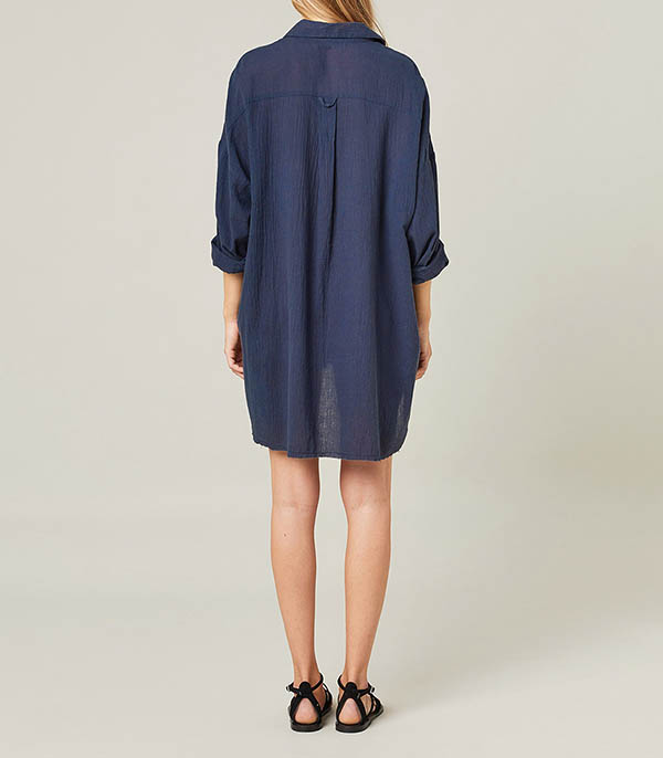Chemise Oversize Mykonos Bleu Nuit Maison Saint Julien