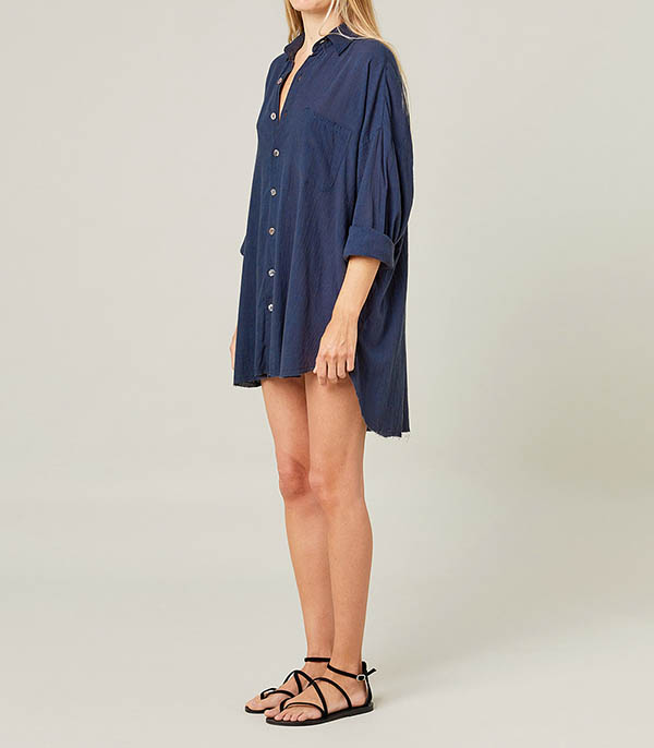 Chemise Oversize Mykonos Bleu Nuit Maison Saint Julien