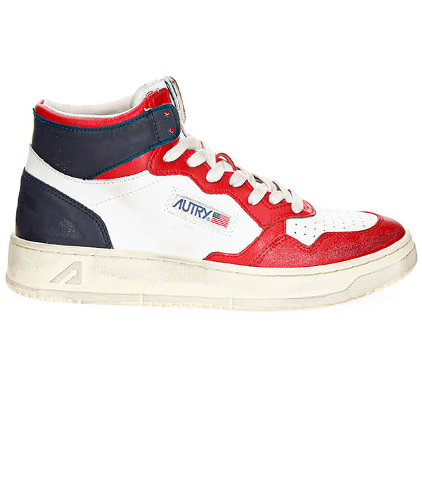 Baskets Medalist Super Vintage Blanc Rouge Bleu Autry