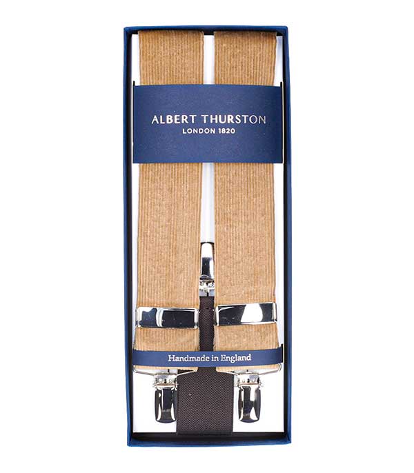 Bretelles Sutting 3 Clip en velours marron Albert Thurston