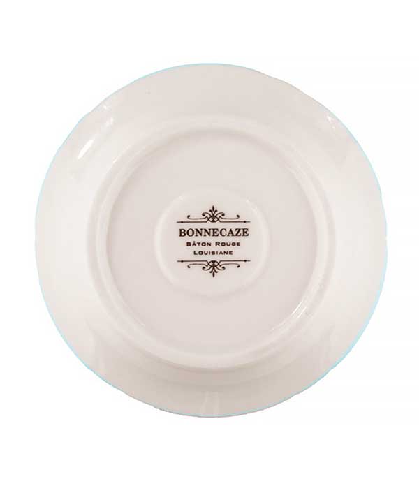 Soucoupe 1f75 en porcelaine bleu clair / or Bonnecaze