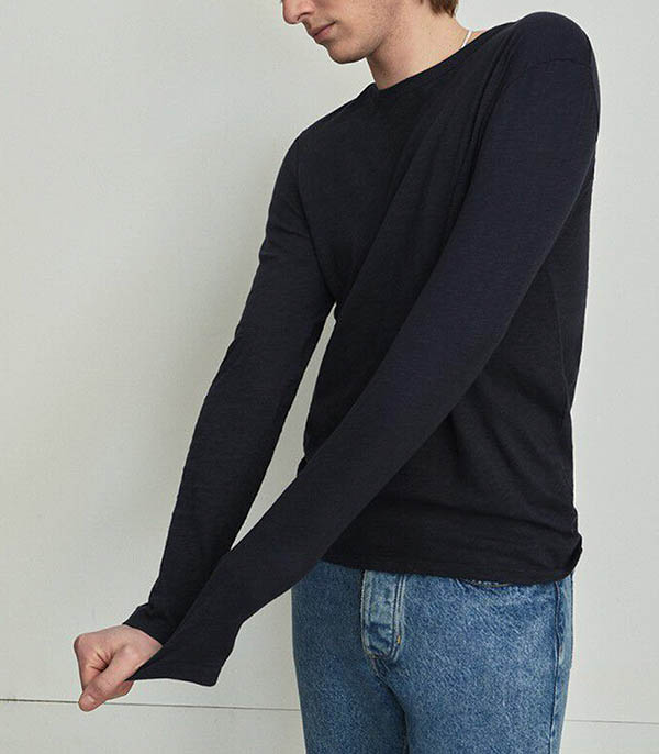 Tee-shirt Homme Bysapick manches longues Navy American Vintage