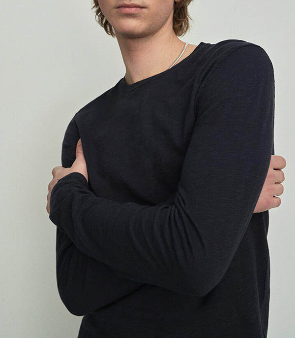 Tee-shirt Homme Bysapick manches longues Navy American Vintage