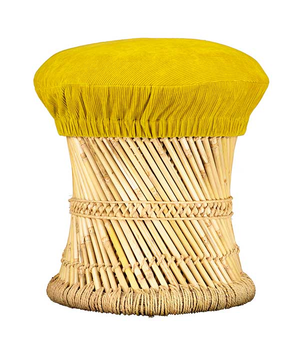 Tabouret Cordou Velours Côtelé Jaune Manufactori
