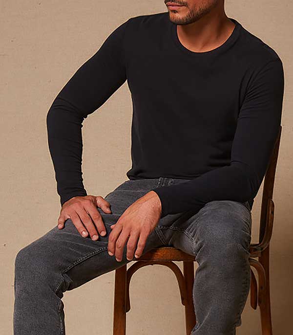 Tee-shirt homme James Noir  Majestic Filatures