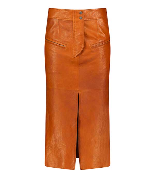 Jupe en cuir Abacate Cognac Isabel Marant - Taille 34 à -50%