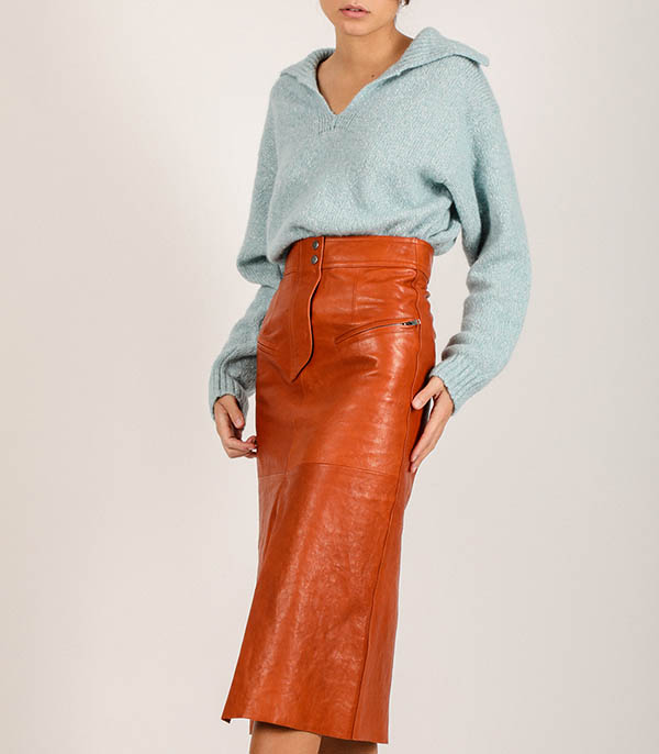 Jupe en cuir Abacate Cognac Isabel Marant