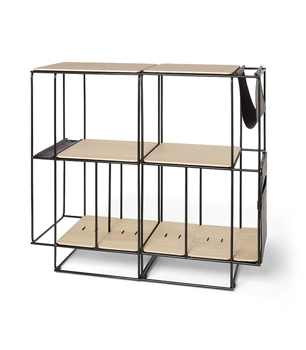 Meuble acoustique et modulable Lines Chêne + Kit accessoires cuir La Boite Concept