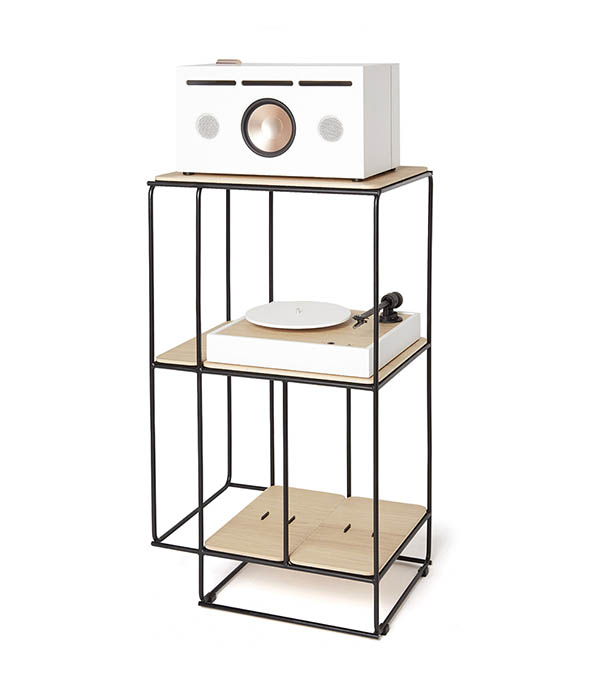 Meuble acoustique et modulable Lines Chêne + Kit accessoires cuir La Boite Concept