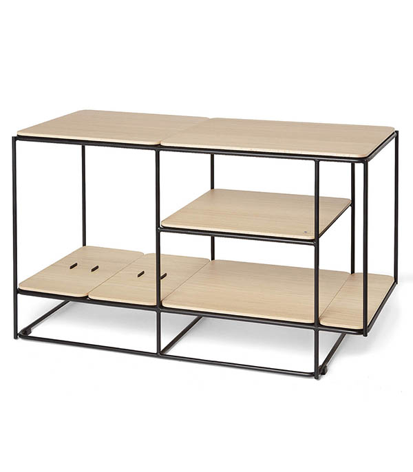 Meuble acoustique et modulable Lines Chêne + Kit accessoires cuir La Boite Concept