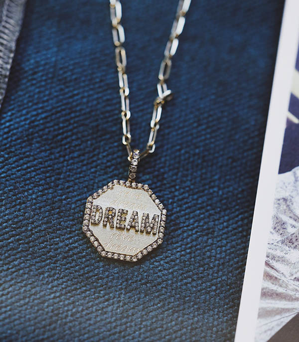 Pendentif Dream Or jaune Saphirs blancs Feidt Paris