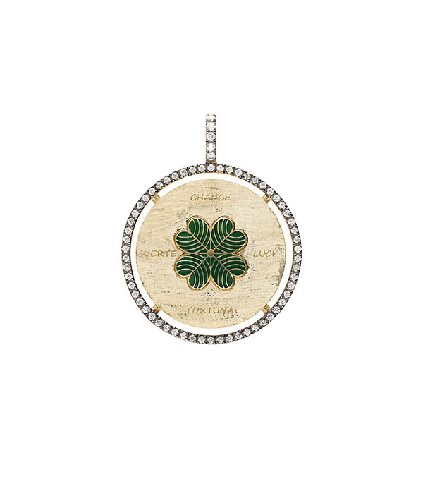 Pendentif Lucky Or jaune Saphirs blancs Feidt Paris
