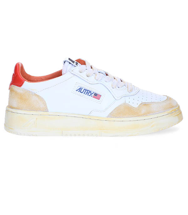 Baskets homme Super Vintage Low Yellow Leat White Orange  Autry