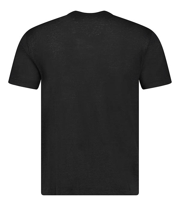 Tee-shirt Homme Col V Manches Courtes Lin Noir Majestic Filatures