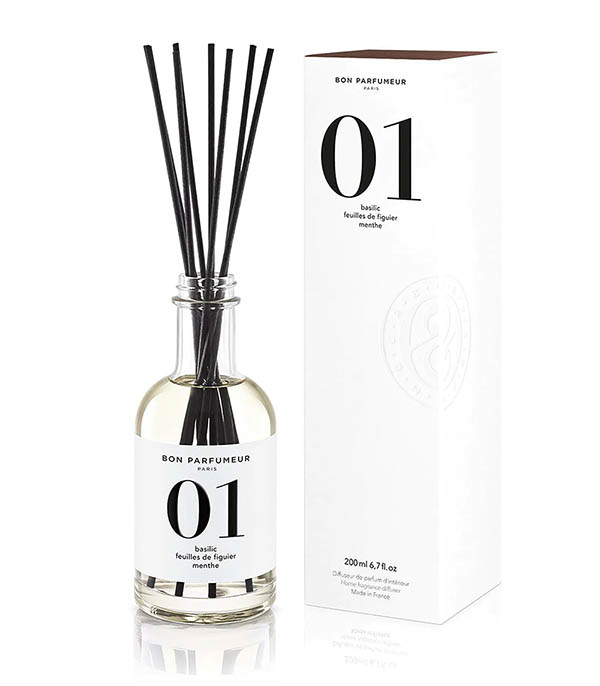 Diffuseur de parfum d’intérieur 01 Basilic, Feuilles de Figuier et Menthe 200 ml Bon Parfumeur