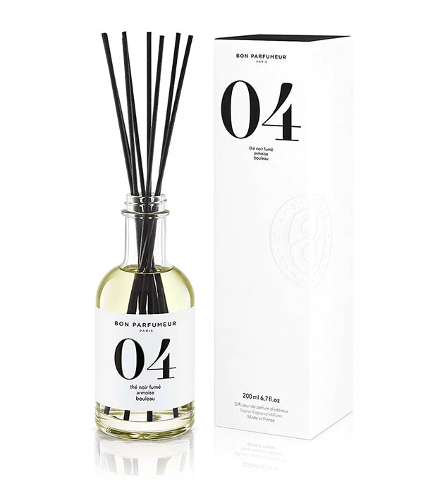 Diffuseur de parfum d’intérieur 04 Thé Noir Fumé, Armoise et Bouleau 200 ml Bon Parfumeur