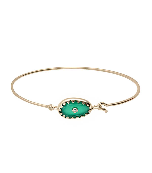 Bracelet Jonc Or Jaune Orso Green Onyx Pascale Monvoisin - Taille S