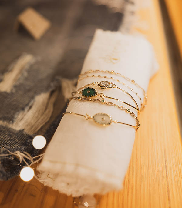 Bracelet Jonc Or Jaune Orso Green Onyx Pascale Monvoisin