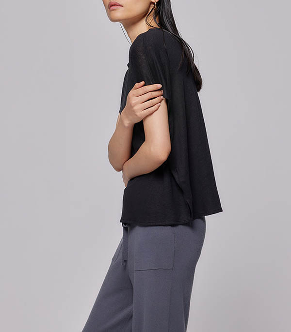 Tee-shirt à manches courtes Noir Majestic Filatures