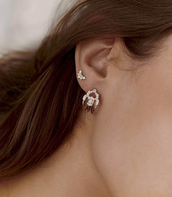 Boucle d'oreille Nude Or blanc et Diamants Stone Paris