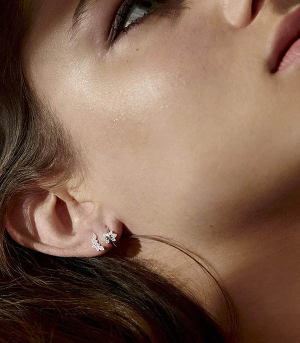 Boucle d'oreille Nude Or blanc et Diamants Stone Paris