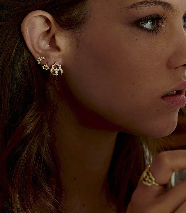 Boucle d'oreille Nude Or Jaune & Diamants Stone Paris