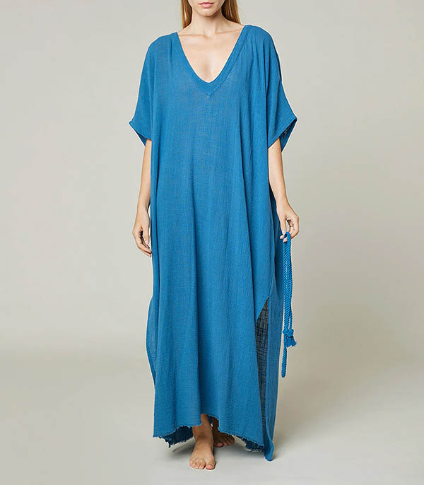 Robe kaftan Palma de Mallorca Pétrole Maison Saint Julien