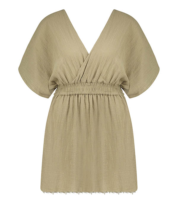 Robe courte Empire Khaki Maison Saint Julien