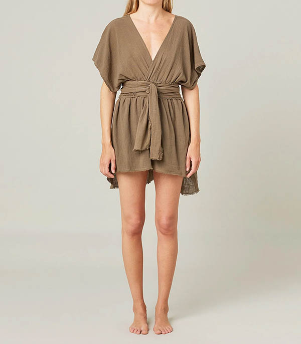 Robe courte Empire Khaki Maison Saint Julien
