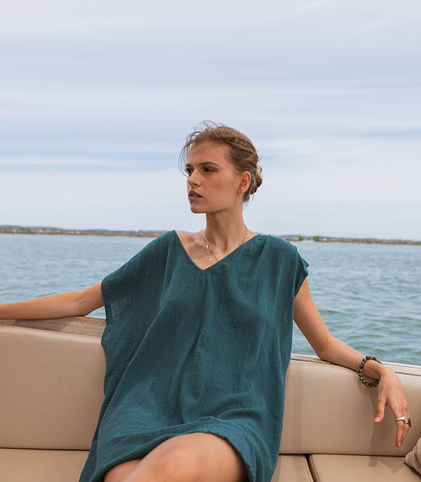 Robe courte Alexandrie Émeraude x Jane de Boy Maison Saint Julien