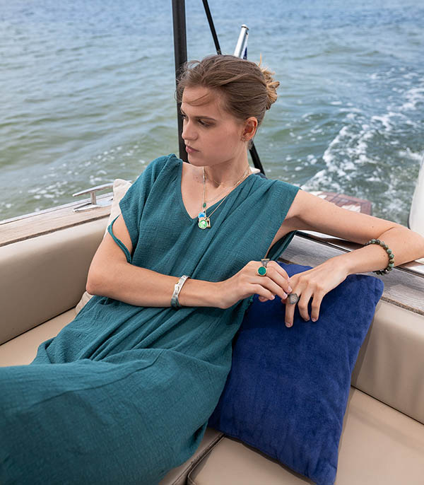 Robe courte Alexandrie Émeraude x Jane de Boy Maison Saint Julien