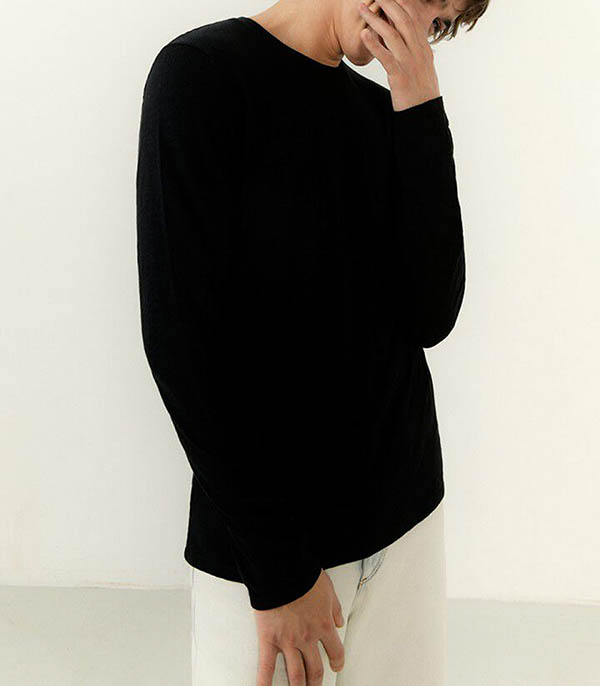 Tee-shirt à manches longues homme Bysapick Noir American Vintage