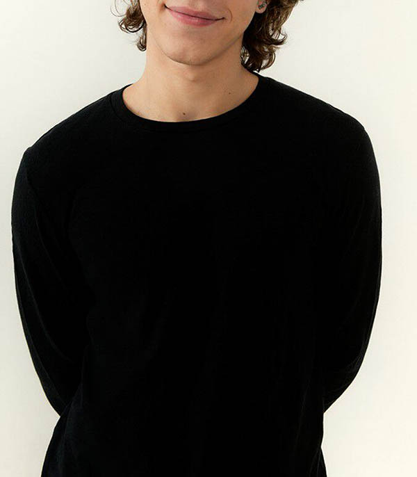 Tee-shirt à manches longues homme Bysapick Noir American Vintage