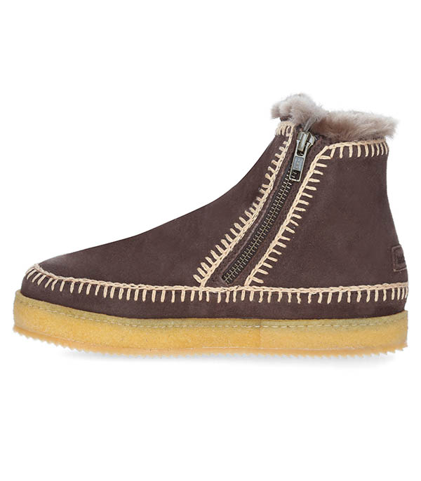 Boots Setsu Crochet Crepe Suede Chocolat/Beige laidback london