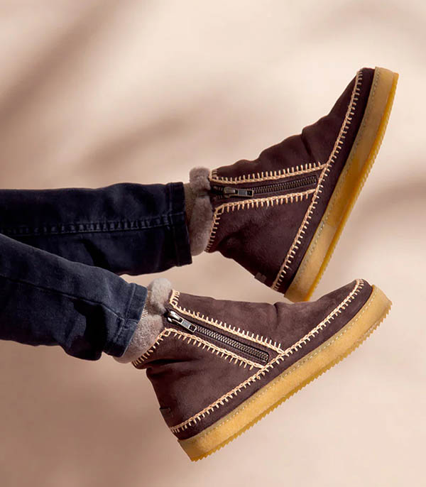 Boots Setsu Crochet Crepe Suede Chocolat/Beige laidback london