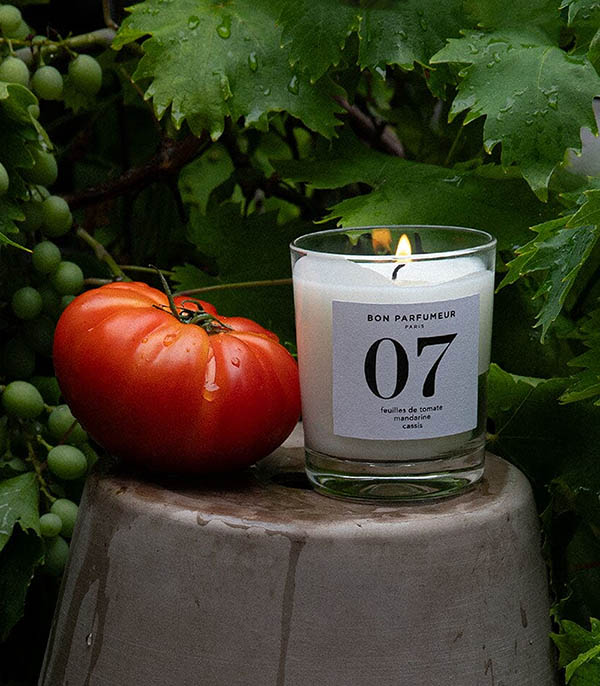 Bougie parfumée 07 Feuilles de Tomate, Mandarine et Cassis Bon Parfumeur