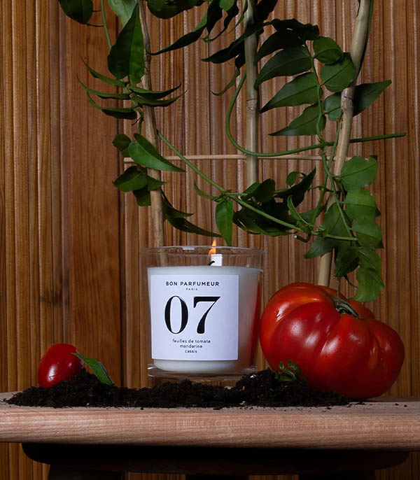 Bougie parfumée 07 Feuilles de Tomate, Mandarine et Cassis Bon Parfumeur