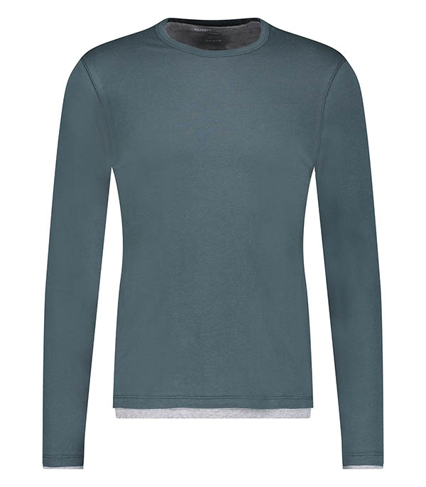 Tee-shirt homme Col Rond Manches Longues Crepuscule Coton Majestic Filatures - Taille M à -60%