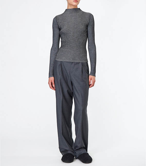 Pull côtelé Lupetto Vanise Gris Roberto Collina