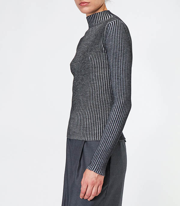 Pull côtelé Lupetto Vanise Gris Roberto Collina