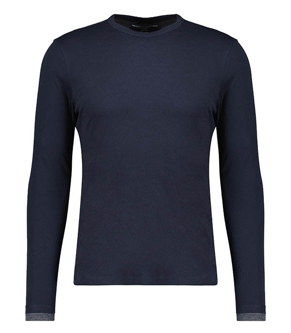 Tee-shirt homme Col Rond Manches Longues Coton Marine Majestic Filatures - Taille S