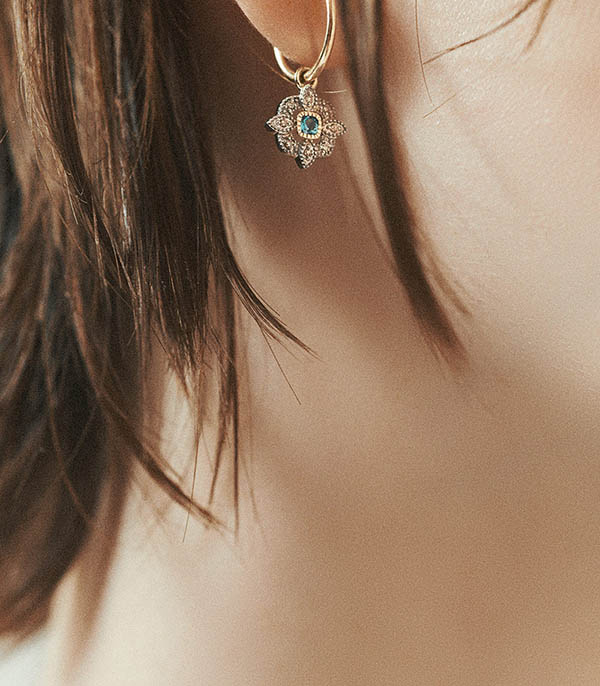 Boucle d'oreille Bettina London Blue Topaz Pascale Monvoisin