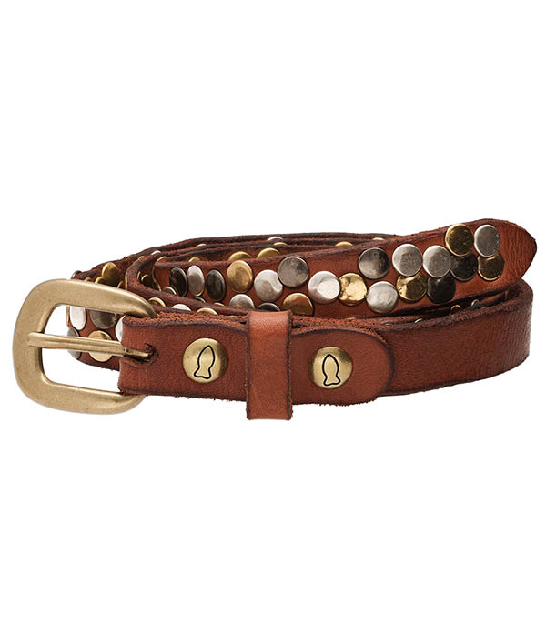 Ceinture Liri Cuir Cognac et Studs Campomaggi - Taille 90
