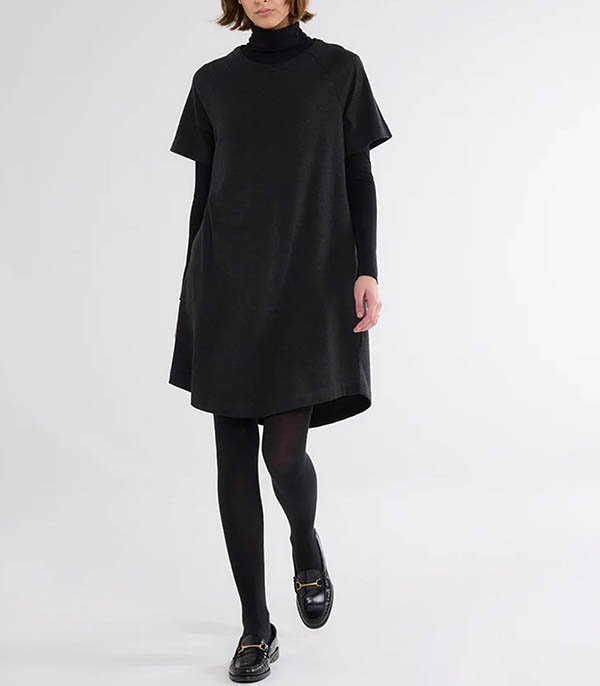 Robe Tee-shirt Col rond Noir chiné Majestic Filatures