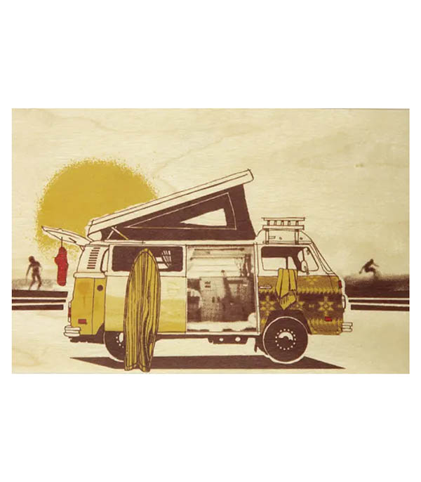 Carte postale en bois Voyage Sleep In Your Van Woodhi