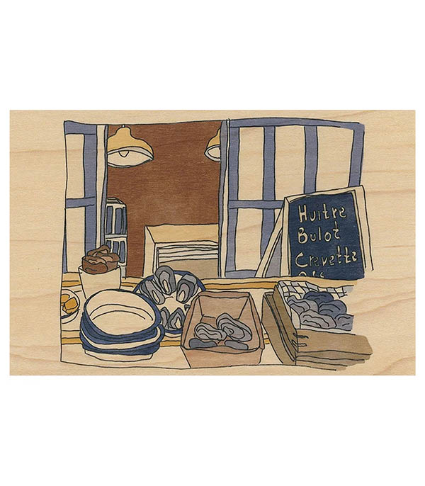 Carte postale en bois Le Sud Huîtres Woodhi