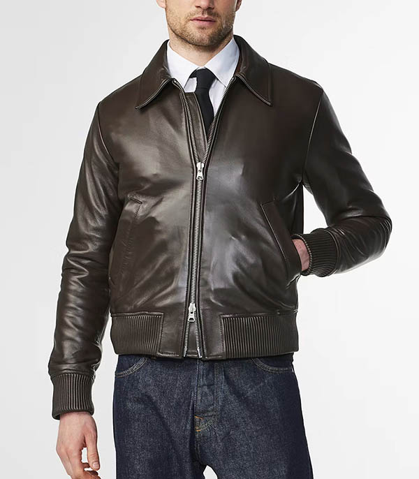 Veste homme en Cuir Florian Demitasse NN07