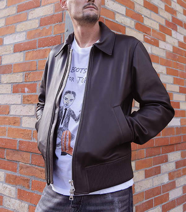 Veste homme en Cuir Florian Demitasse NN07