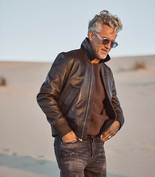 Veste homme en Cuir Florian Demitasse NN07